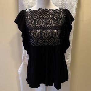 RED Valentino Black Lace Top - Size Medium